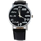 Souarts Lover Girl Artificial Leather Band Math Formula Dial Wrist Quartz Analog Watch 24cm (Black 3)