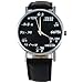Sourts Lover Girl Artificial Leather Band Math Formula Dial Wrist Quartz Analog Watch 24cm (Black 3)