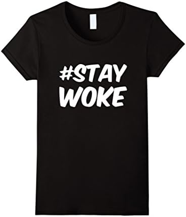 Women's Hashtag Stay Woke T-Shirt Medium Black