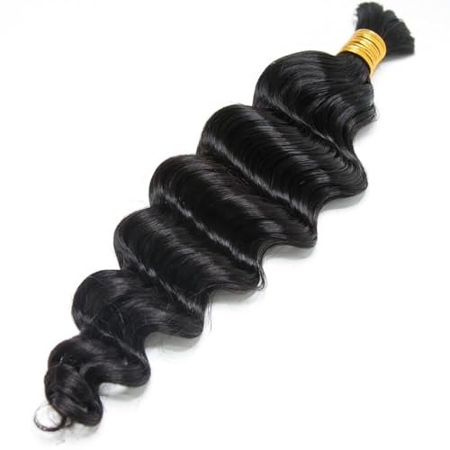 YWIGS Loose Deep Wave Boho Human Hair 100% Human Hair for Boho Braids No Weft Bulk Human Hair for Braiding 100G NC 18inch