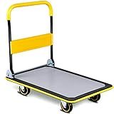 Goplus Folding Platform Cart 660LBS Rolling Flatbed Cart Hand Platform Truck Push Dolly for Loading