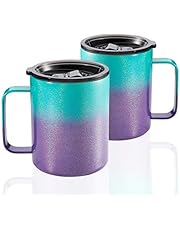 12oz Stainless Steel Insulated Coffee Mug with Handle, Double Wall Vacuum Tumbler Cup with Lid