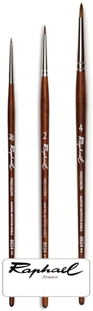 Raphael Series 8524 Precision Brush - Imitation Marten Sand - Set of 3 0/2, 2, 4