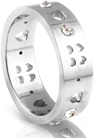 Nachonia Jewelry High Qulity Stainless Steel hollow out Heart Crystal Weddin Ring