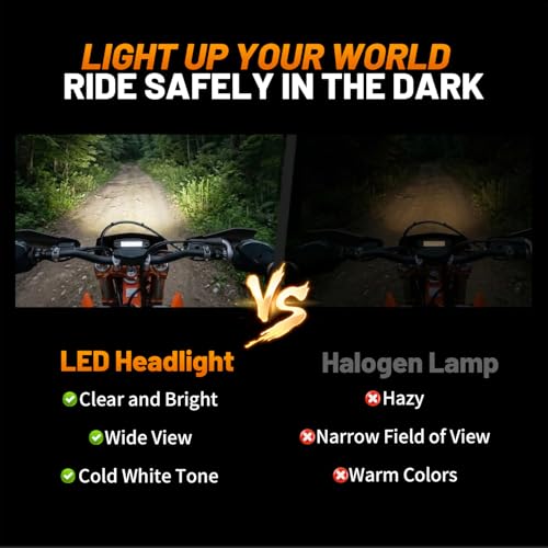 JFG RACING Universal Motorcycle LED Headlight for KTM EXC125 EXC250 SX250 SXF250 SXF250 EXC450 SX350 SXF450 EXC525 640LC4 Dirt Bike Enduro Supermoto Beta Derbi 50cc - Black