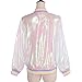 Focal20 Laser Rainbow Symphony Women Jacket Hologram Coat Iridescent Transparent Bomber Jacket Sunproof