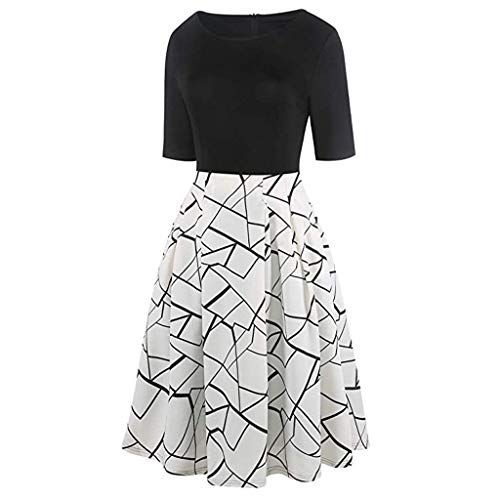 Vintage jurk voor dames, lange mouwen, partyjurk, patchwork, bloemen, baljurk, swingjurk met zakken - Image 4