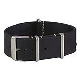 Benchmark Straps 20mm Black Oiled Leather NATO Watchband (More Colors Available)