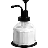 8 Oz Glass Soap Dispenser for Kitchen and Bathroom Countertop, Smooth Action Pump Refillable Wash Hand Liquid, Dish Detergent, Farmhouse Style with Cylindrical Shape Shampoo Lotion Pump