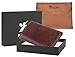 Trifold Leather Wallets for Men – 2 ID Windows Credit Card Holders RFID & Elegant Gift Box (Dark brown)