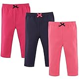 Luvable Friends 3-Pack Baby Girl Leggings, 3 Pack, Pink & Navy, 6-9 Months