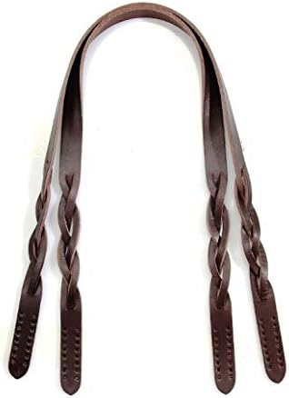 24.9" byhands Genuine Leather Braid Style Shoulder Bag Strap/Purse Handles, Brown (40-6301)