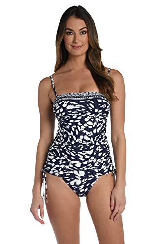 La Blanca Women’s Standard Bandeau Tankini Swimsuit Top, Indigo//Changing Tides, 10