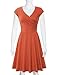 Lotusmile Elegant Dresses, Womens Casual Dress A Line Cap Sleeve V Neck Small, Orange