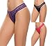 Ekouaer Women Cotton Breathable Thongs Briefs Tangas Sexy Ladies Panties Underwear 3 Pack Purple/Blue/Rose Red M