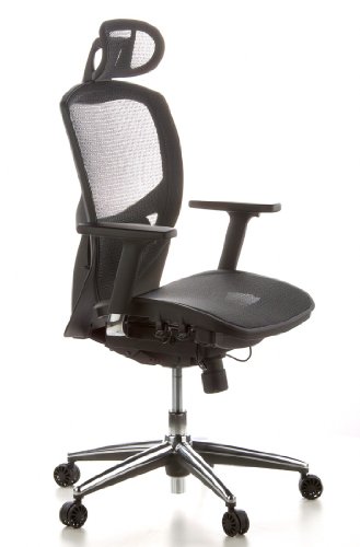 hjh-OFFICE-657000-Sedia-da-ufficio-Sedia-girevole-VENUS-ONE-mesh-nero-sostegno-lombare-flessibile-braccioli-regolabili-profondit-regolabile-base-in-alluminio-lucidato-schienale-regolabile-in-altezza