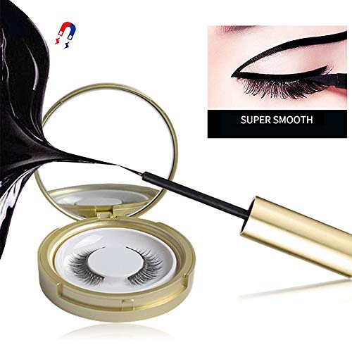 Magnetic Eyeliner and Magnetic Eyelash Kit, No Glue Reusable Silk False Lashes, Magnetic Eyelash Kit With Mirror and Tweezers
