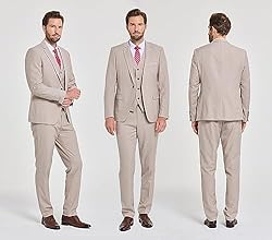 MYS Men's 3 Piece Slim Fit Suit Set, One Button