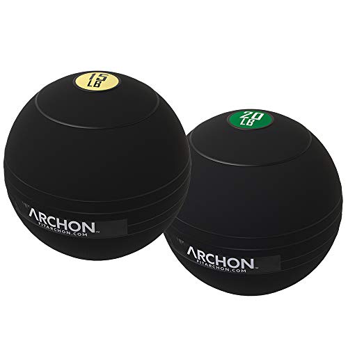 ARCHON Training 15 LB and 20 LB Pound Slam Ball Set | Crossfit Workout | No Bounce Exercise Ball | Gym Equipment Accessories | Plyometric Exercise | Cardio | Jam Ball | Squats | Medicine Ball
