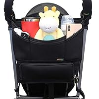 Emmzoe Universal Fit Parent Stroller Organizer - All-in-One Solution with Insulated Compartment for Food and Drinks - Holds Diapers, Wipes, Toys