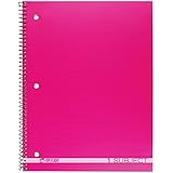 Top Flight 4511508 Top Flight Boss Poly Cover 1-Subject Wirebound Notebook 90 Shts 3HP Wide Rule 10.5x8, Color May Vary