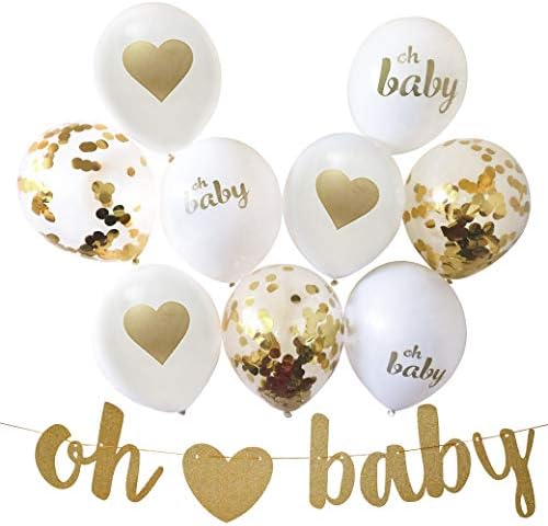 Gender Reveal Party Decorations for Gender Neutral Baby Shower, 13 Piece Set Includes Oh Baby Banner, Balloons and Baby Shower Planner for Memorable Event