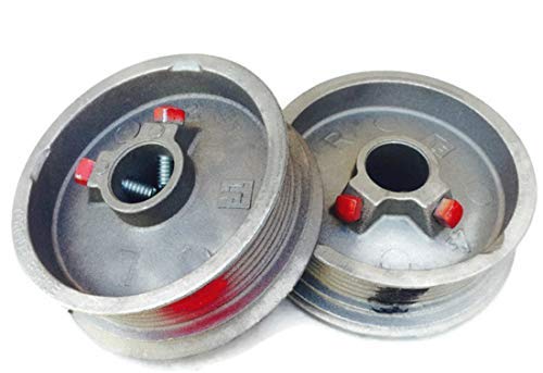 Protech Garage Doors - Pair of Left & Right Hand Heavy Duty Lift Cable Garage Door Drums/Wheel Replacement. Black & Red Torsion Cable Drums for Maximum 1/8" Cable Drums