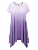 LL Womens Ombre Short Sleeve Oversized Side Panel Tunic Top - Made In U.S.A.