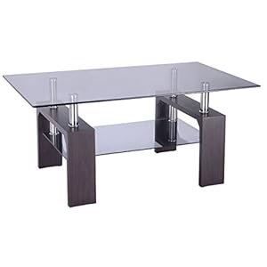 Table with glass top and wood legs