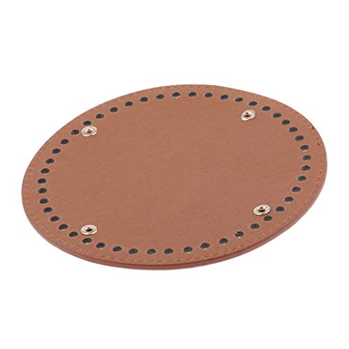 Fenteer Hand-Woven DIY Crochet Bags Round Bottom Insert Pad Shaper Rivets Cushion 15 cm - Brown