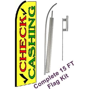 Dry Cleaner Complete Flag Kit Extra Wide NEOPlex Includes 12 Swooper Feather Business Flag With 15-foot Anodized Aluminum Flagpole AND Ground Spike