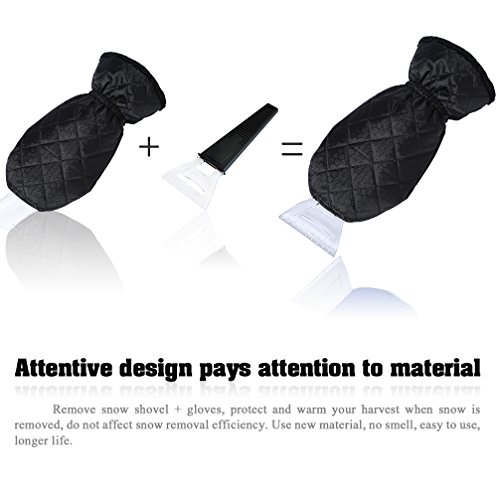 BiBOSS Car Snow Shovel with Thicken Warm Remover Gloves Ice Scraper for Car Windshield Window - Thumbnail 4