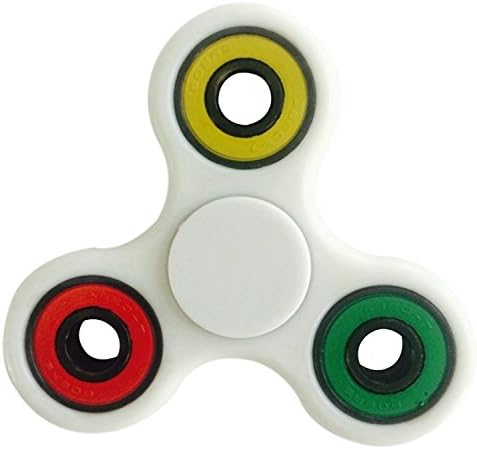 NEW Premium Tri Fidget Spinner Hand Toy w/ hybrid ceramic 608 bearing (no cheap steel) for EDC, helps with ADHD, Anxiety issues in Kids &amp; Adults, cube spinners, get it FAST w/ Prime! ( White/Multi )