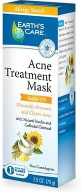 Earth's Care Acne Treatment Mask-5% Sulfer, 2.5 OZ (Pack of 2)
