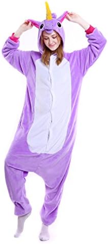 Dingwangyang Adult Unicorn Pajamas Animal Costume Cosplay Onesie Kigurumi Halloween Gift Purple Unicorn L