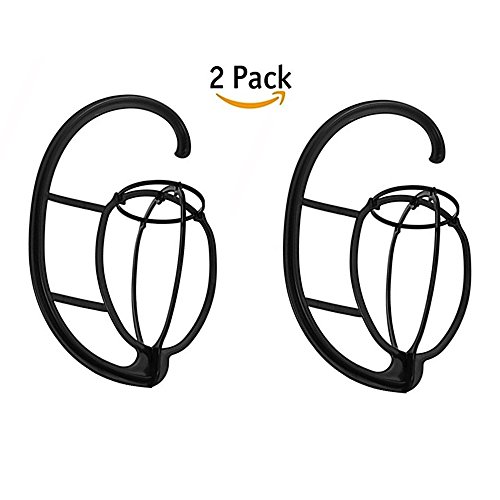 B-G Hanging Portable Wig Stand Holder Wig Accesories Hair Wigs Dryer Durable Plastic Folding Wig Display Stands for Salon Barber Shop Black (Pack 2) WIG146
