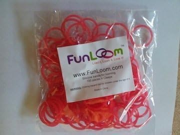 FunLoom Rubber Bands Red By Funloom with Super C-clips for Use with Rainbow Loom, Twistz Bandz, and Fun Loom