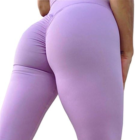 iLoving Yoga Leggings, Women Ruched Butt Lift High Waist Yoga Pants Workout Gym Skinny Leggings Purple