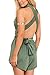YOINS Women Playsuit Romper Convertible Plunge V Neck Sleeveless Backless Green M
