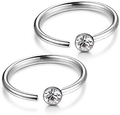 FB-2PCS 20G Stainless Steel Body Jewelry Piercing Nose Ring Hoop 10MM Nose Studs Piercing Rings
