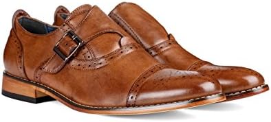 UV SIGNATURE Men's Single Monk Strap Cap Toe Brogue Shoes