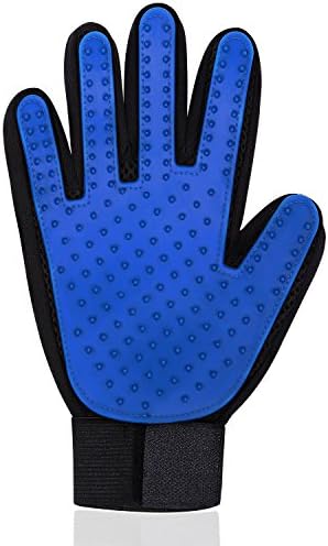 Koeson Pet Grooming Glove, Gentle Pet Deshedding Brush Gloves, Efficient Pet Hair Remover, Pet Massage Mitt for Dog &amp; Cat with Long &amp; Short Fur, 1 Pack (Blue, Right Hand)