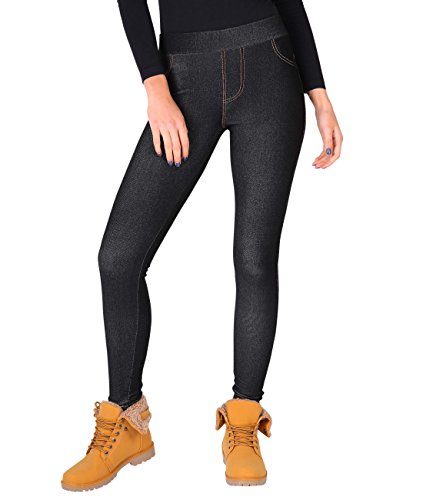 Pants Thermal Fleece Denim Jeggings Krispwomens Denim Look Fleece