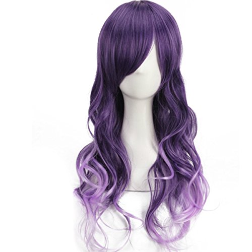 YX Harajuku anime Cosplay Purple Gradient Long Curly Hair Wig/Party wigs - Image 2