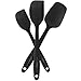 3 Piece Premium Silicone Kitchen Cooking Utensils - Pro Grade 600 Degrees, High Heat-Resistant - Spatulas, Turners, Scrapers, Durable, Flexible, Non-Stick Design by Premium Home Quality (Black)