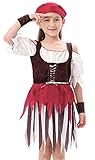 IKALI Baby Toddler Girl Pirate High Seas Buccaneer Costume Party Decoration Toy Kids Pretend Play Pirate Fancy Dress (7-8Y)
