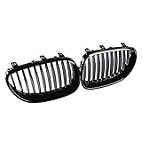 Anzio 1 Pair Glossy Black Euro Direct Replacement Front Kidney Grille Grill for BMW 2003-2010 E60 5-Series