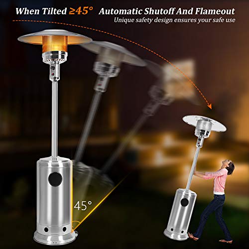 Bathonly Environmentally Safe Patio Heaters Garden Heater with Wheels,Commercial Outdoor Patio Heater Propane - Thumbnail 4