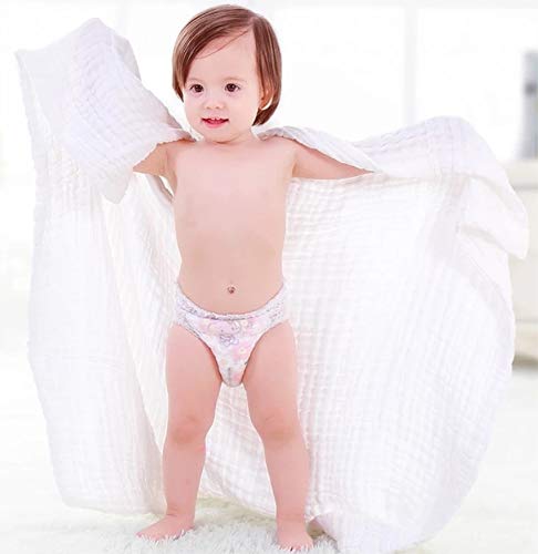 Organic Muslin Baby Towel Cotton Gauze Super Soft Baby Bath Towels 6 Layers Infant Towels Newborn Blanket Suitable for Baby\'s Delicate Skin 40 x 40inches White by Mom\'s Love