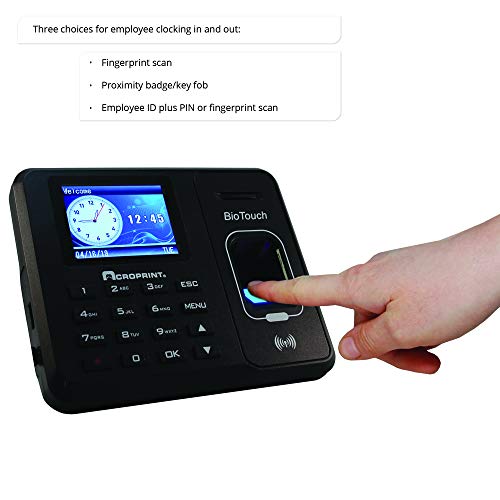 Acroprint BioTouch SelfContained Automatic Biometric Fingerprint/Proximity Time Clock Pricepulse